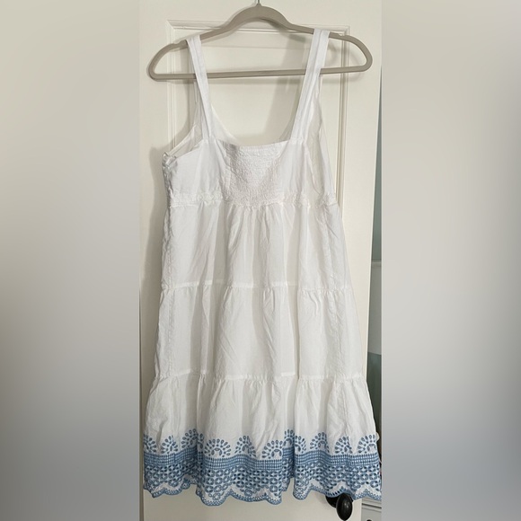 Seraphine Maternity White and Blue Knee-Length Sundress - Picture 3 of 5